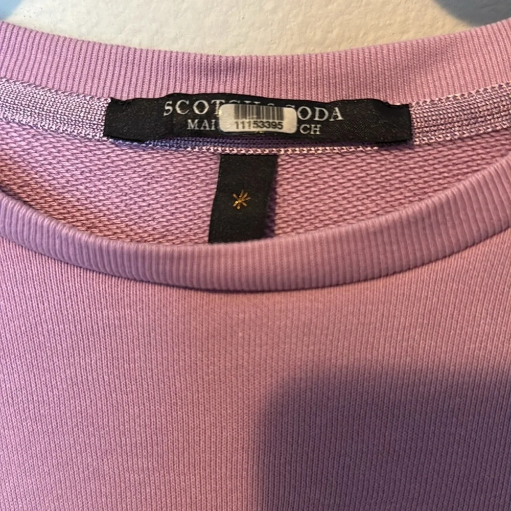 Scotch & Soda Lavender Get Up and Go Crewneck Palmtrew Womens Small EUC Travel - Picture 7 of 9